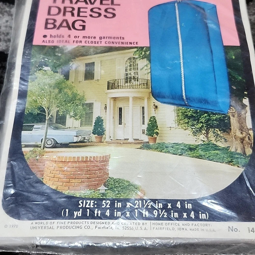 1970 UNIVERSAL TRAVEL DRESS BAG GRAY GARMENTS CLOSET CONVENIENCE ZIP-BAG